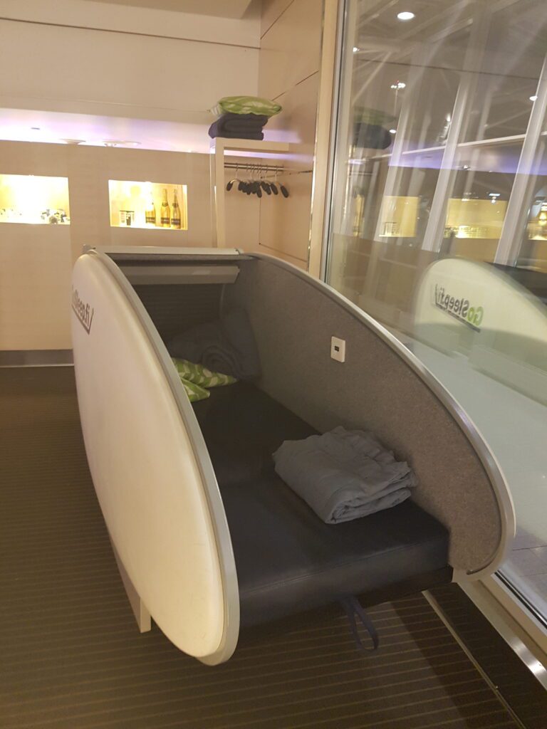 Finnair busines lounge sleeping pod