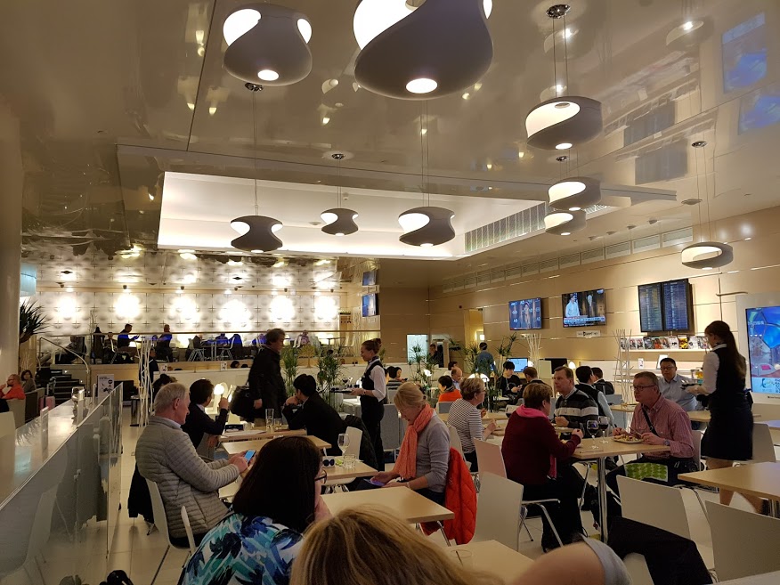 Finnair business class lounge dining area