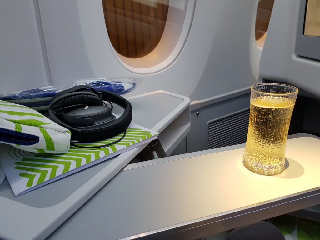 Finnair business welcome champagne