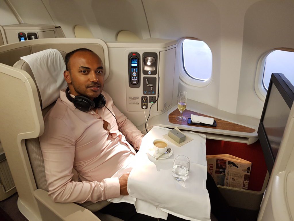 Cathay Dragon first class after dinner service