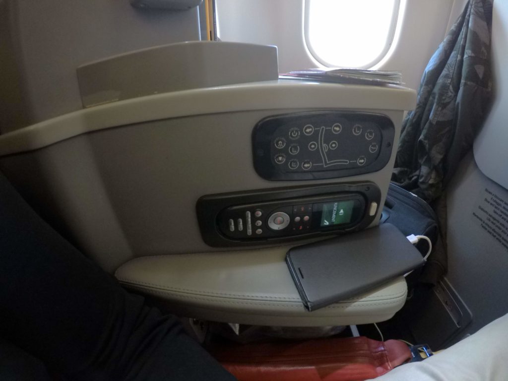 Alitalia Business Class Entertainment Seat controls