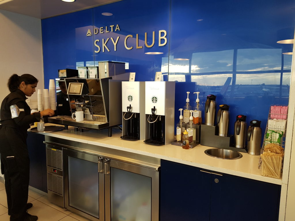 Delta SkyClub Lounge JFK self help coffee area