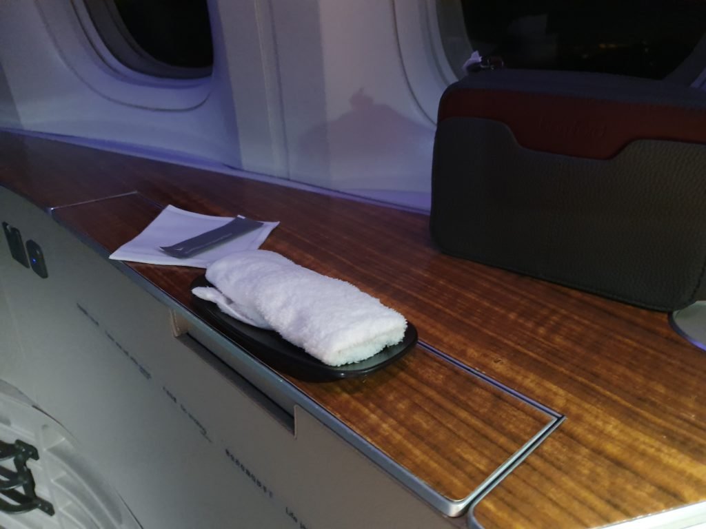 CX First Pre landing Hot towel