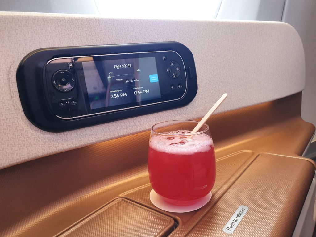 SQ Business Class Post Departure Drink