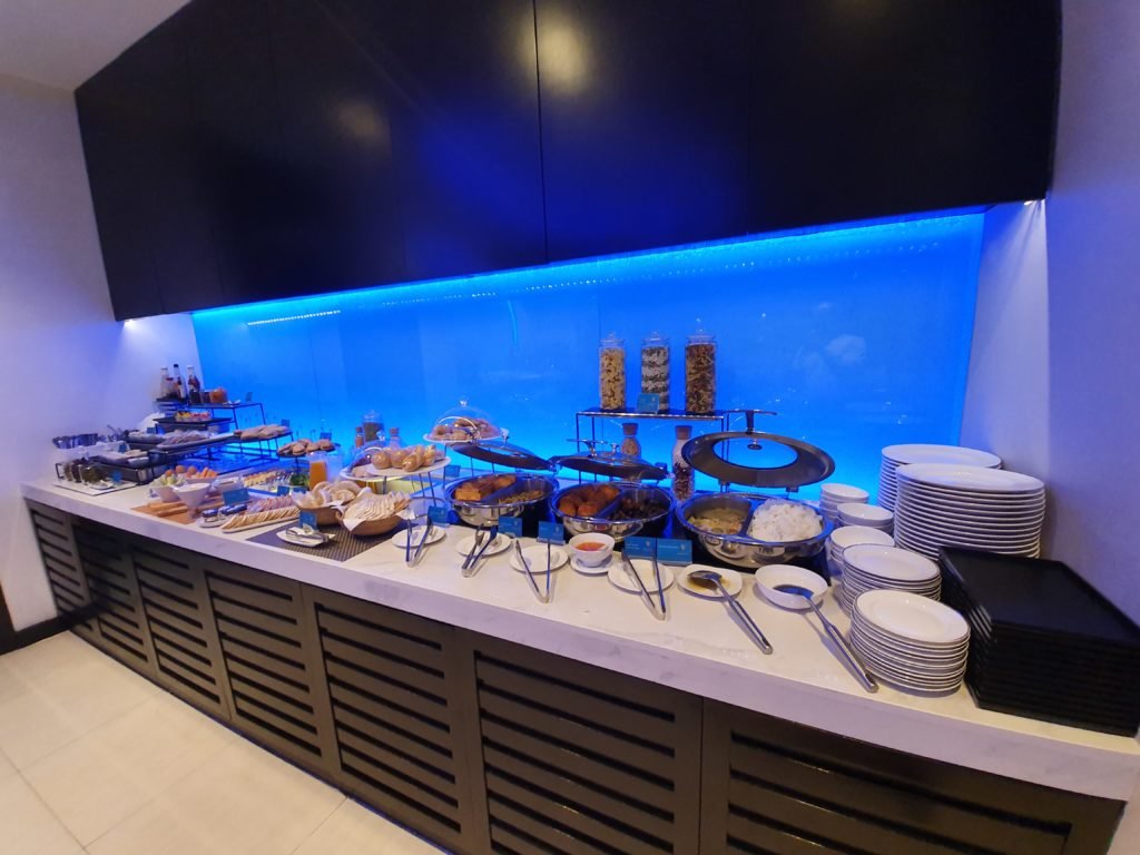 Oman Air First Business Class Lounge Buffet