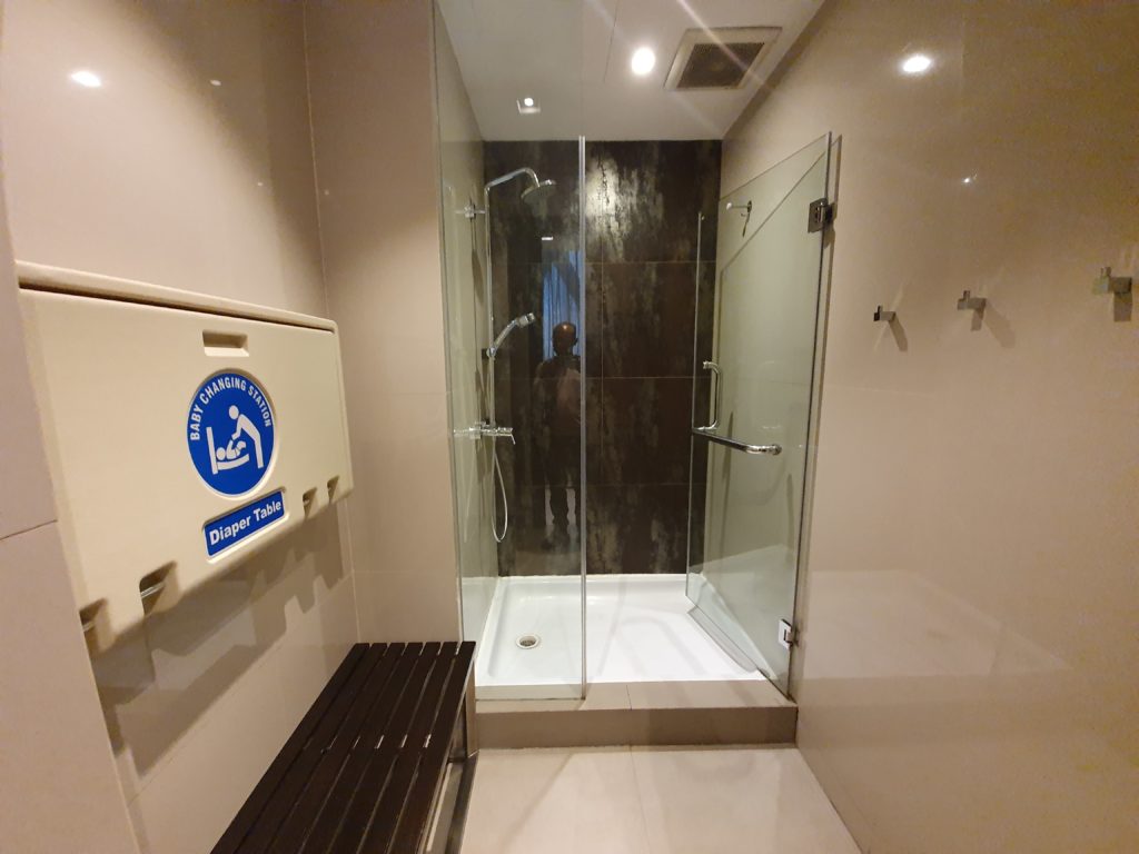 Oman Air First Business Class Lounge Shower