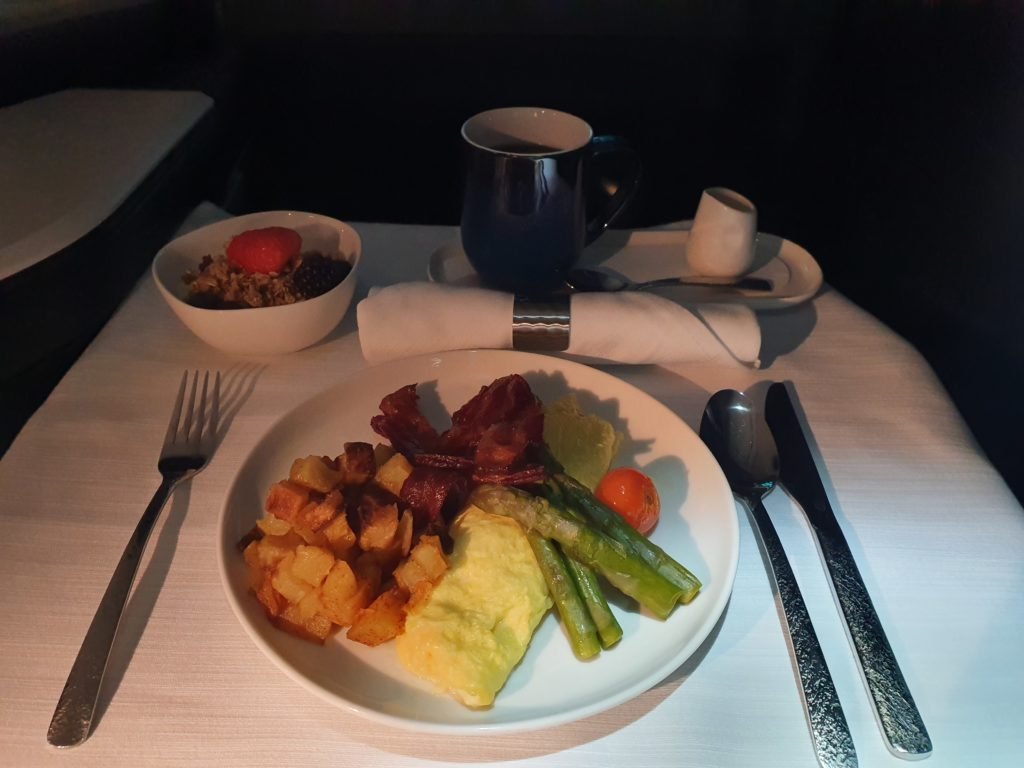 WestJet Business Class Breakfast