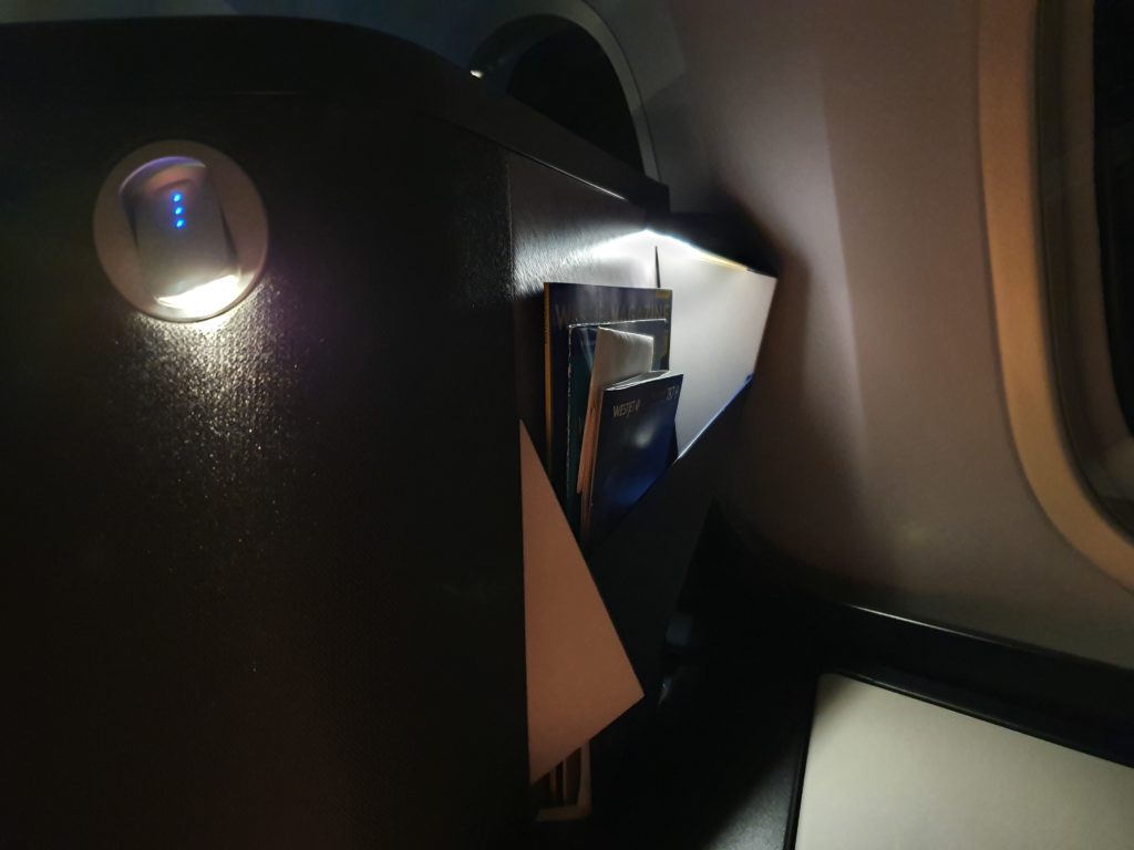 WestJet Business Class Literature Storage Reading Light