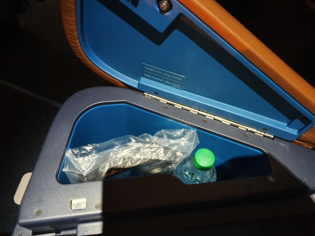 WestJet Business Class Storage Headphones Water Bottle