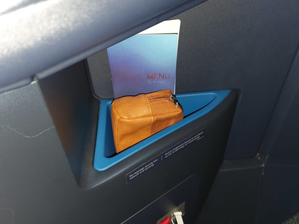 WestJet Business Class Storage Space Beneath Console