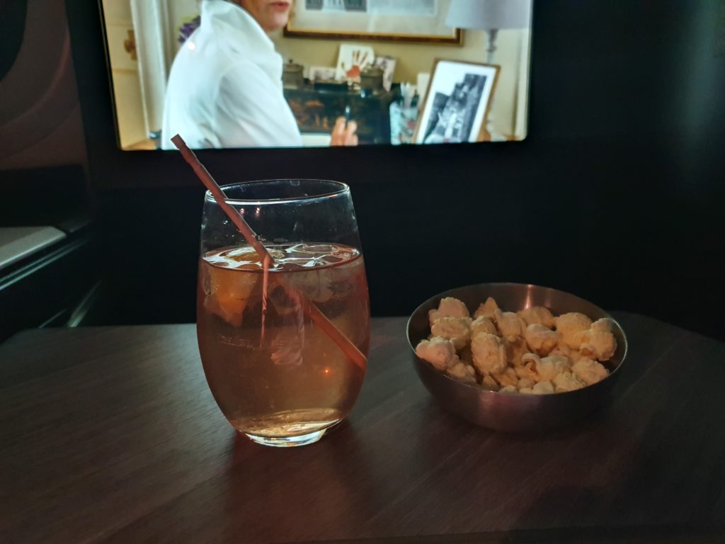 WestJet Business Class Truffle Popcorn Cocktail