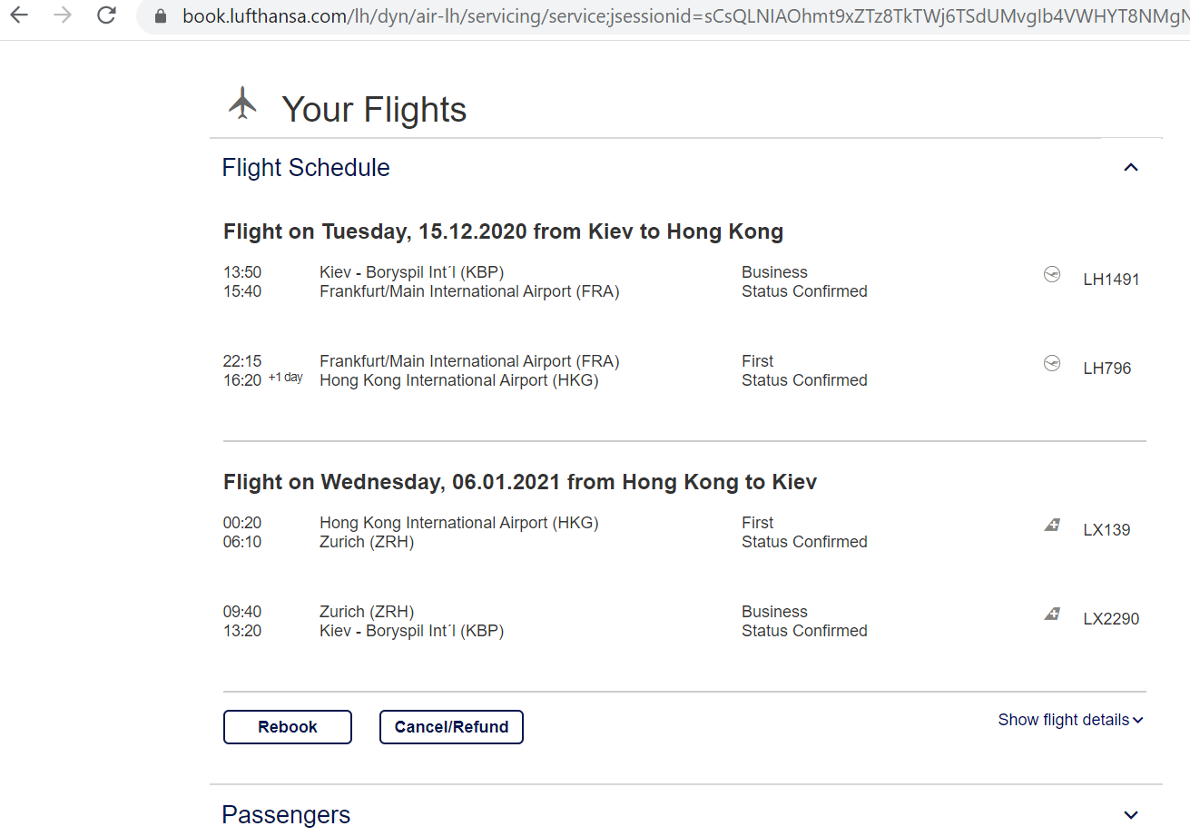Second Lufthansa Swiss First Booking