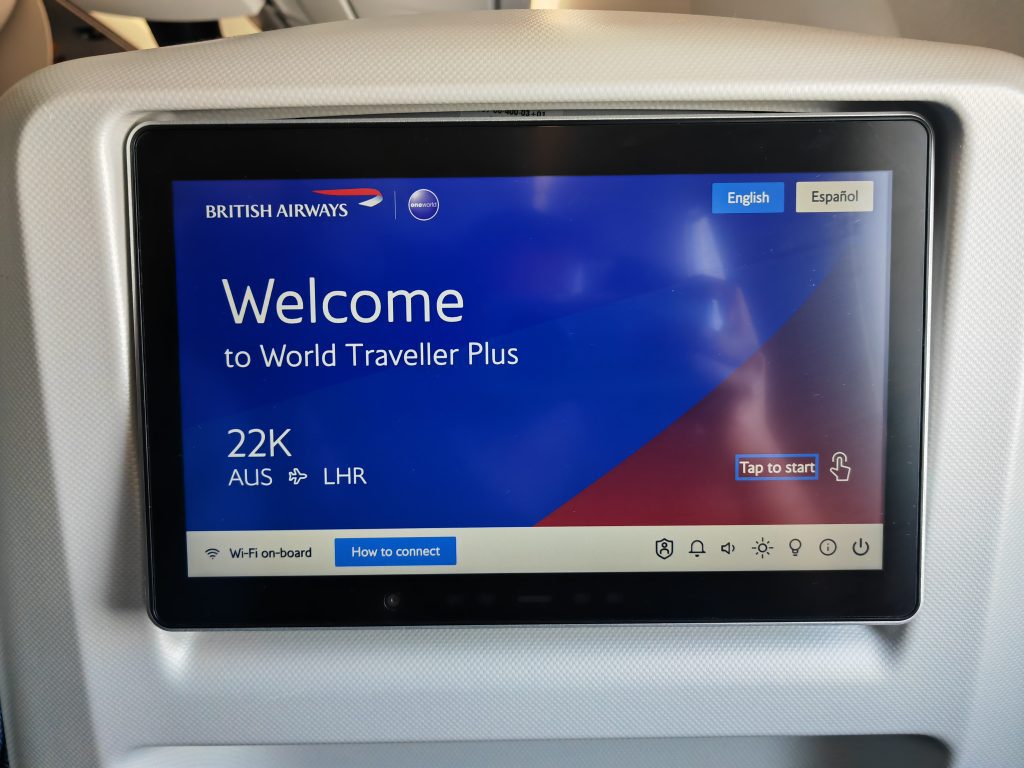 BA Premium Economy IFE Screen