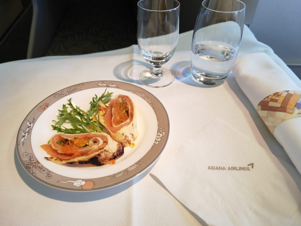 Asiana Airlines Business Class Salmon Roe Starter