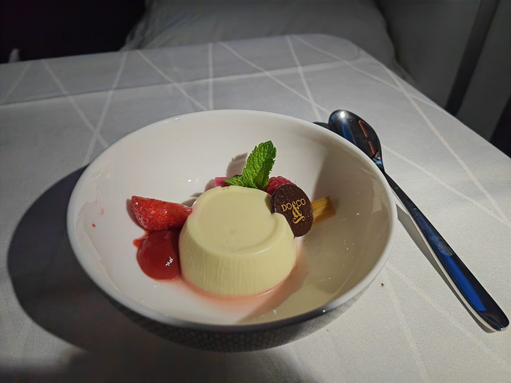 BA First Class To Mexico Elderflower and Lemon Pana Cotta