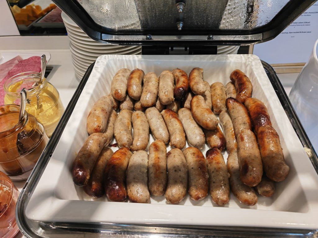 Lufthansa Senator Lounge LHR Sausages