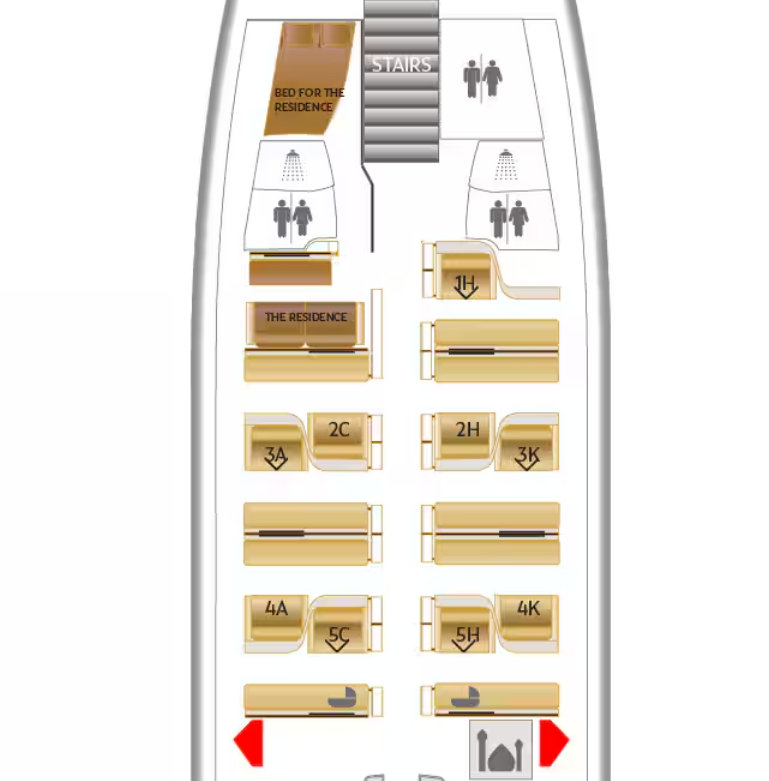 A380 First Class Map Etihad