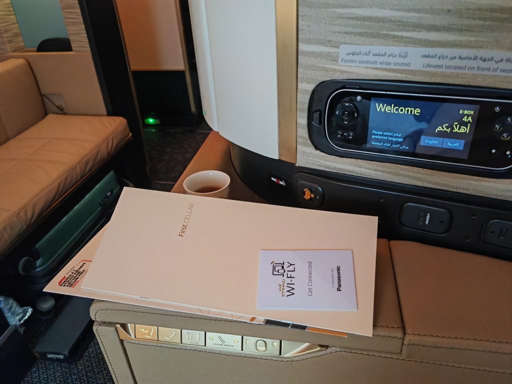 Etihad First Class Apartment A380 Menus & WiFi