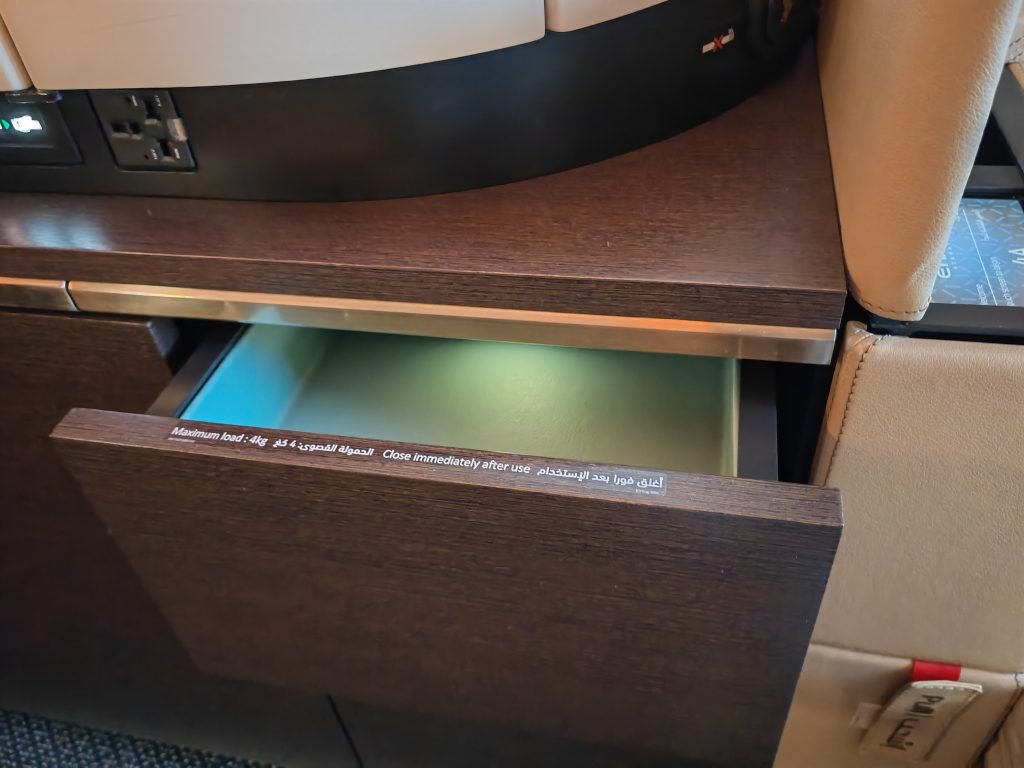 Etihad First Class Apartment A380 Storage Draw