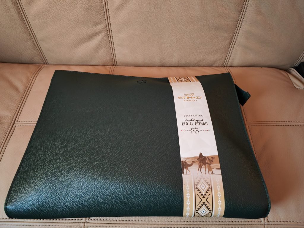 Etihad First Class Apartment Amenity Bag with Giorgio Armani Pjs