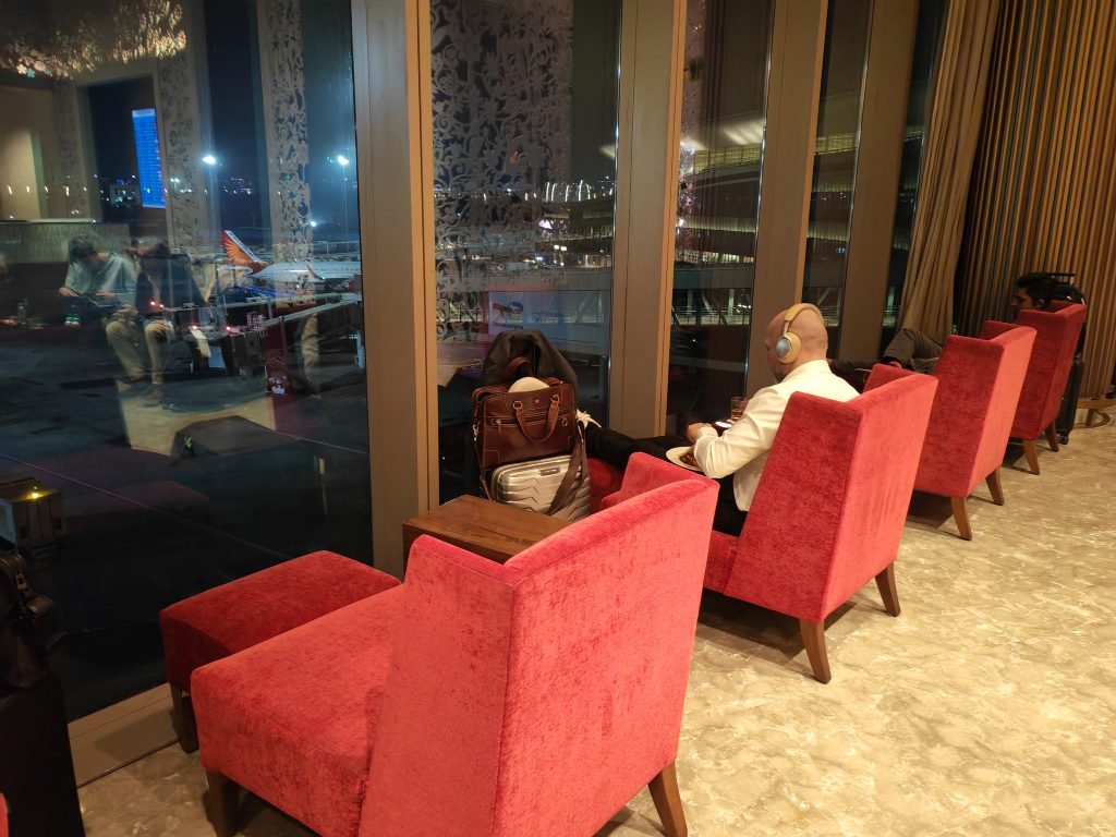 Adani Business Lounge Mumbai Seating by windows