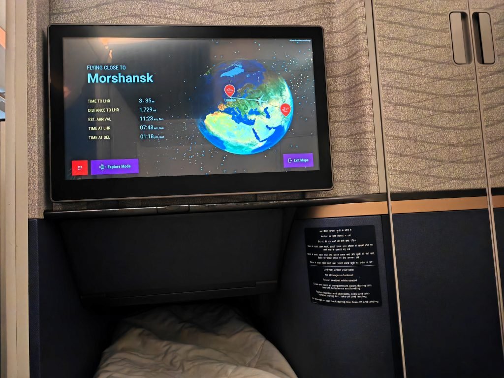 Air India A350 Business Class DEL LHR Inflight Map