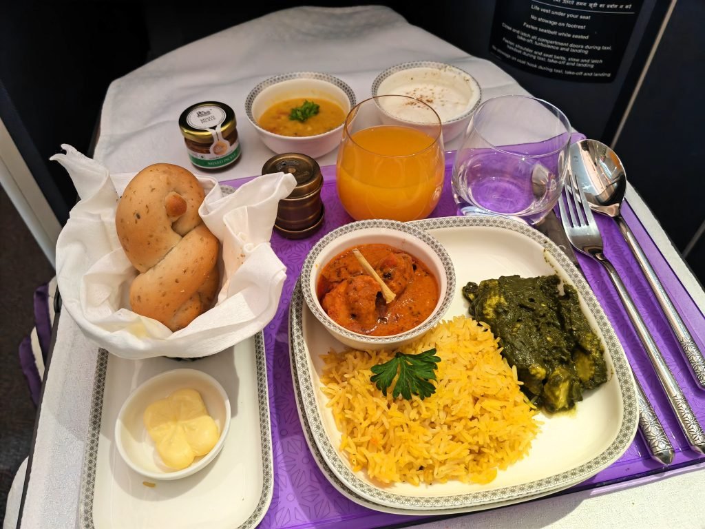 Air India A350 Business Class Suites To London Chicken Tikka Lunch