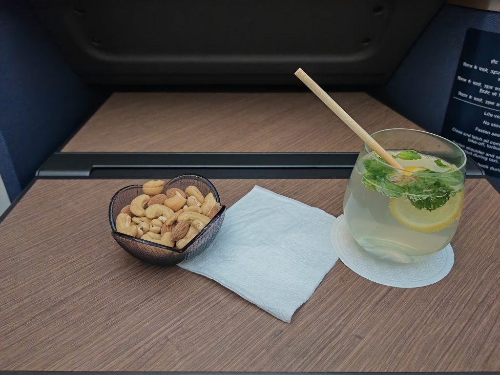 Air India A350 Business Class Mojito & Nuts