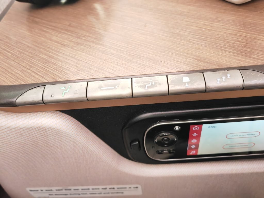 Air India A350 Business Class Seat Controls