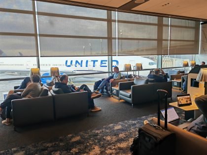 United Polaris Lounge Newark Plane Views