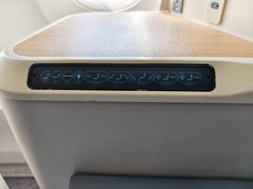 Air Mauritius A350 Business Seat Controls panel Air Mauritius A350 Business Seat Controls panel