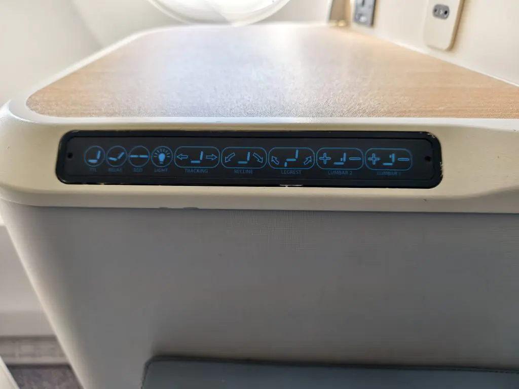 Air Mauritius A350 Business Seat Controls panel Air Mauritius A350 Business Seat Controls panel