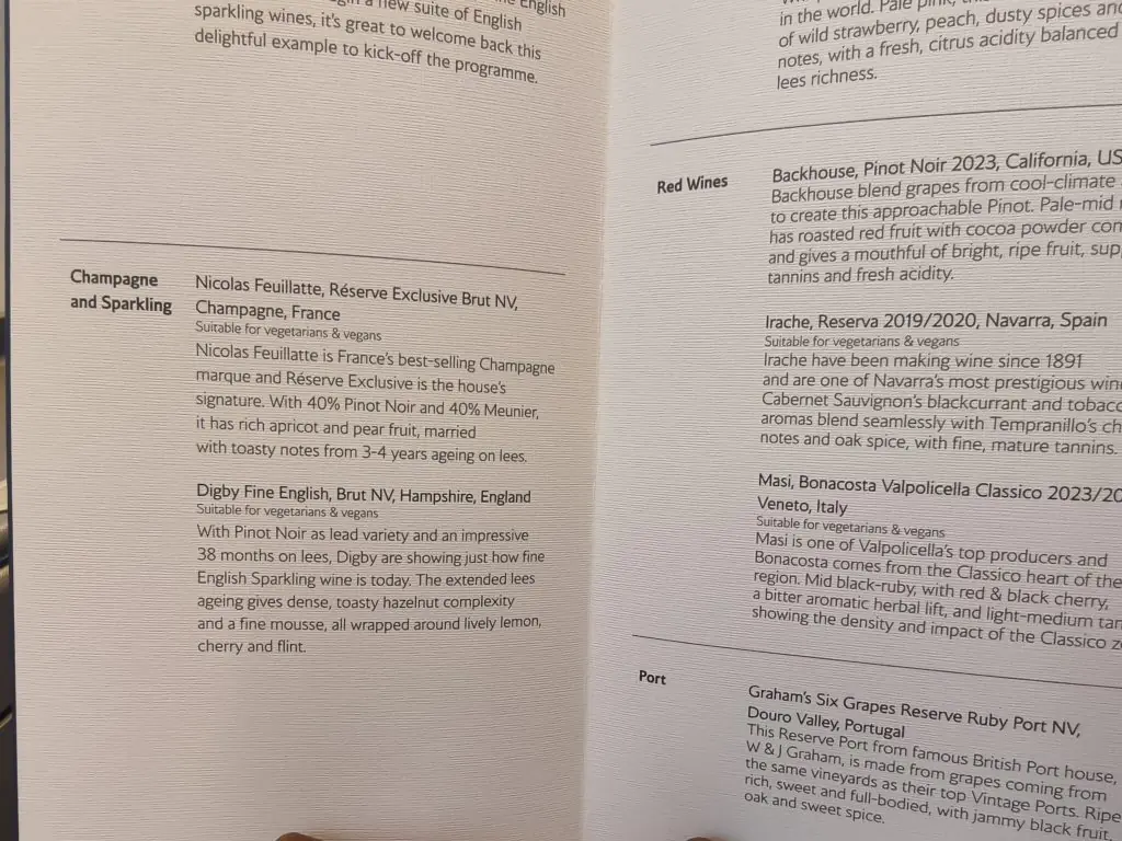 BA A380 Club World to Johannesburg Wine