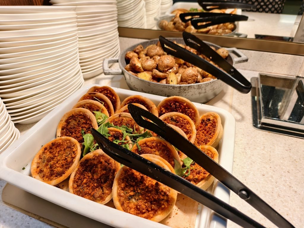 BA Club Lounge Heathrow T5B Aubergine & Goats Cheese Tarts