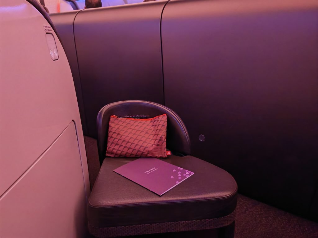 Virgin Upper Class Menu & Amenity Kit to Manchester