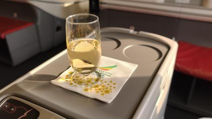 Ethiopian 777 Business Class Welcome Champagne