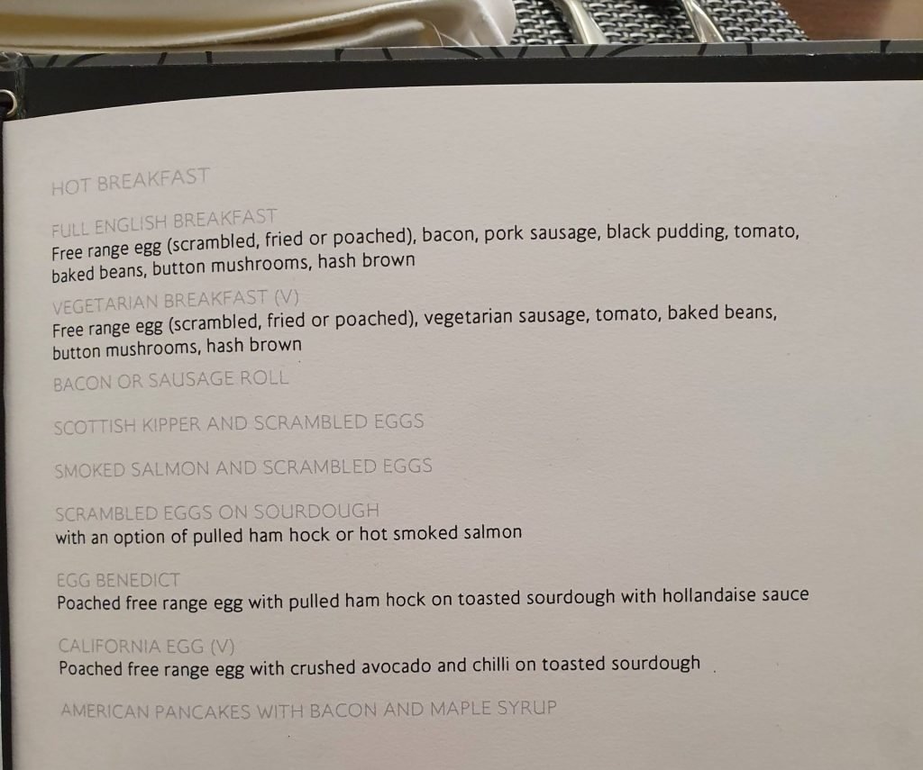 Concorde Breakfast Menu