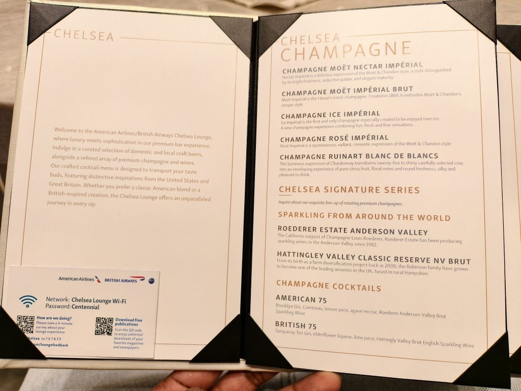 Chelsea Lounge JFK Drinks Menu 1 Chelsea Lounge JFK Drinks Menu 1