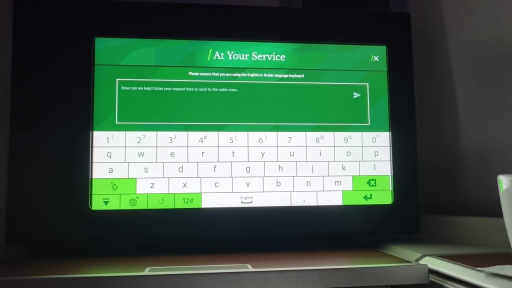 In seat Request Feature Saudia Business Class In seat Request Feature Saudia Business Class