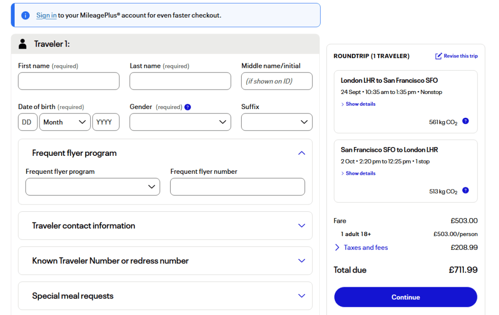 United Economy Pricing SFO