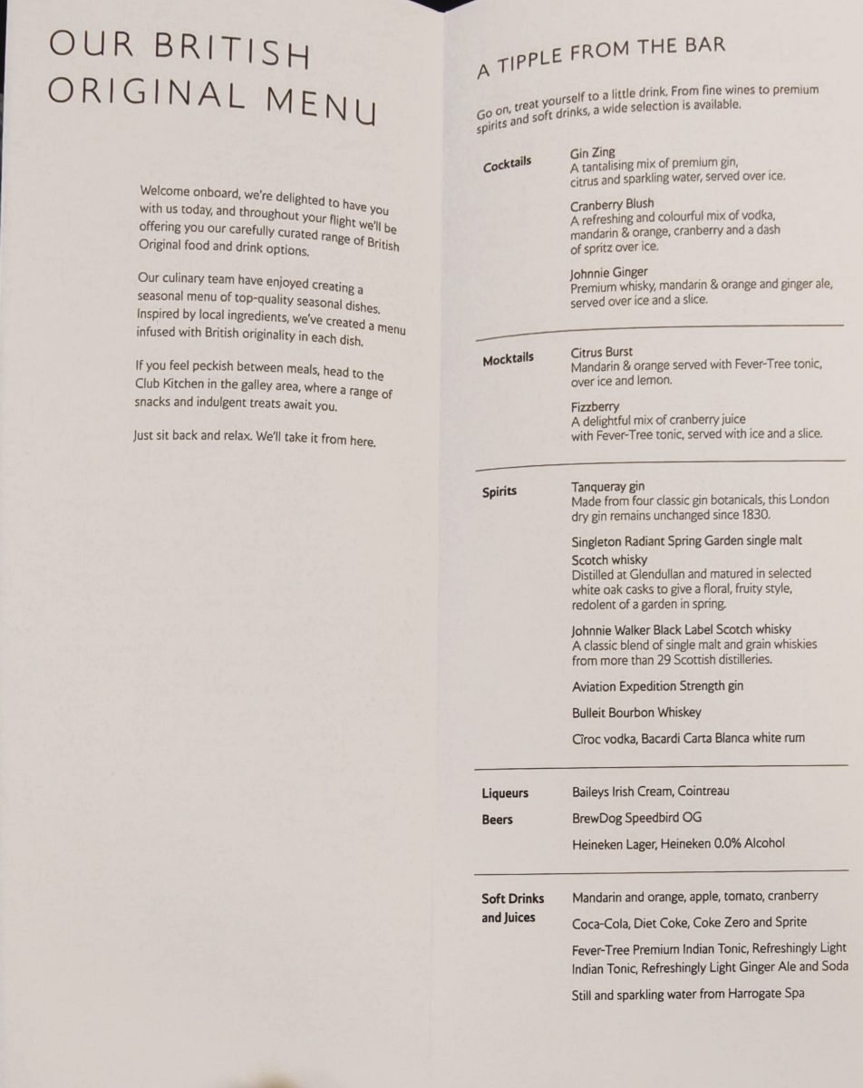 BA64 Club World Menu