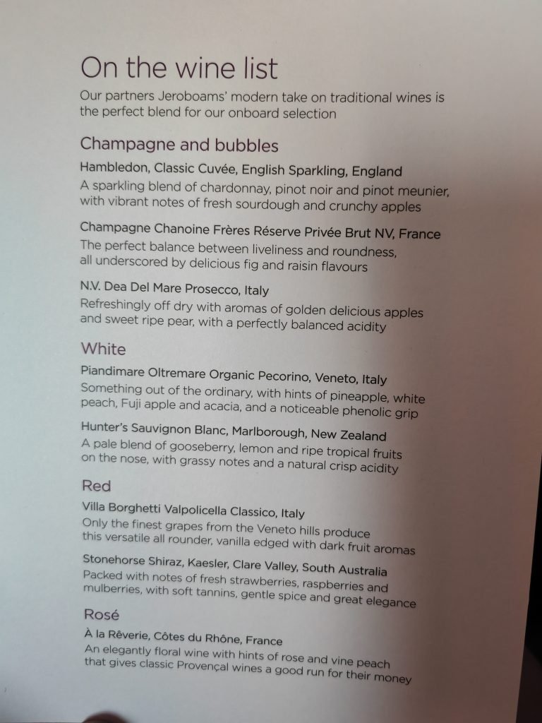 Virgin Upper Class Menu DEL LHR 3